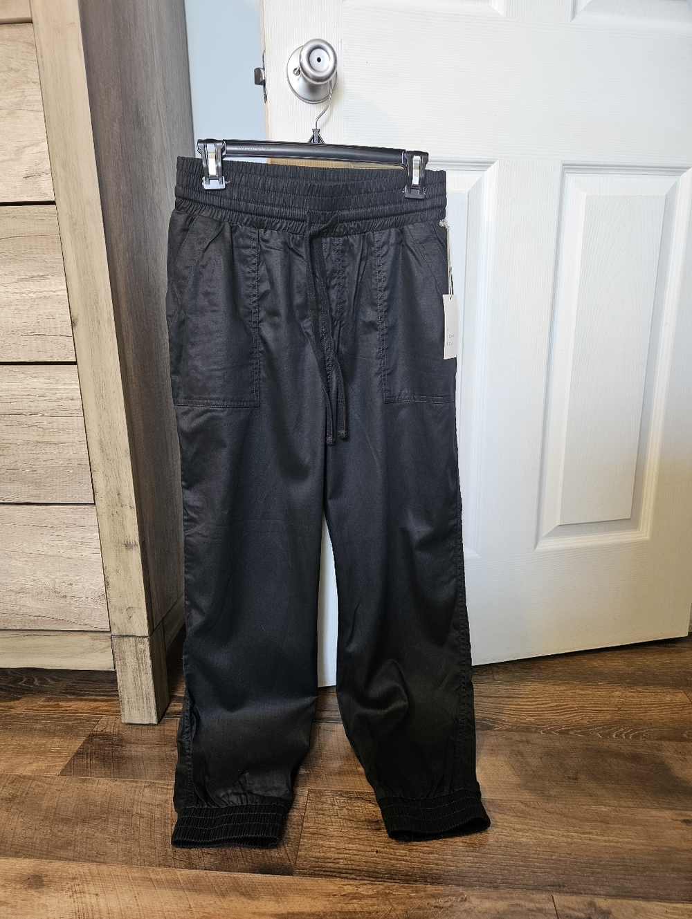 Black Drawstring Cargo Jogger Pants